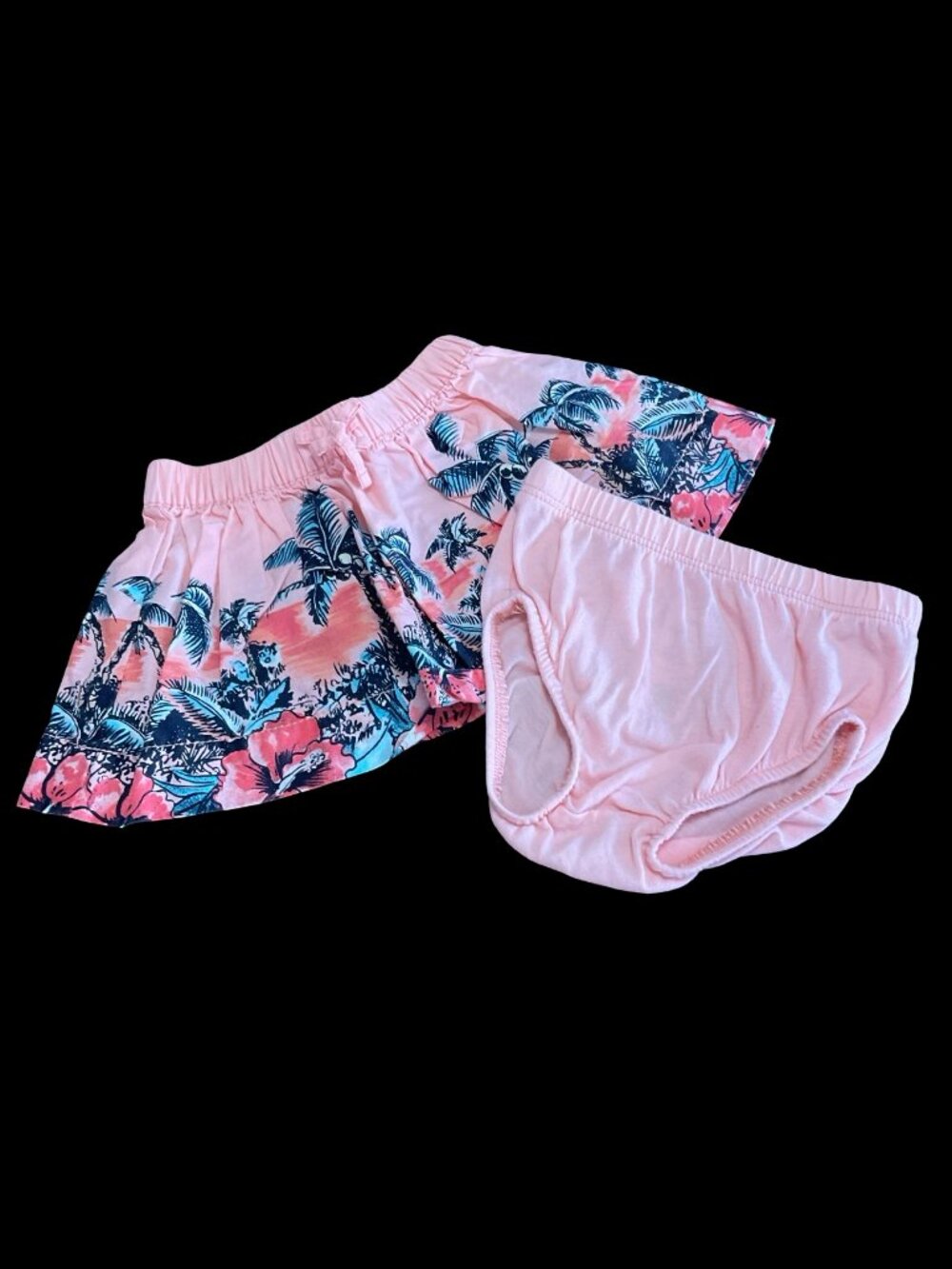 Peach Tropical Landscape Print Skirt w/ Matching Diaper Cover